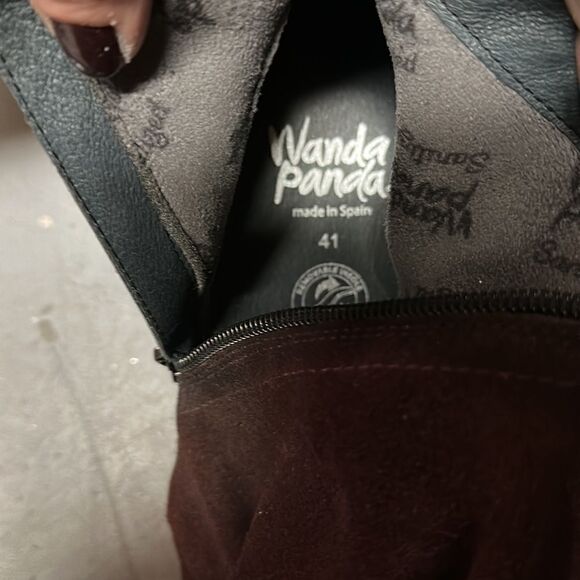 Size 41 Burgundy Leather Suede Wanda Panda Boho Booties - Picture 5 of 5